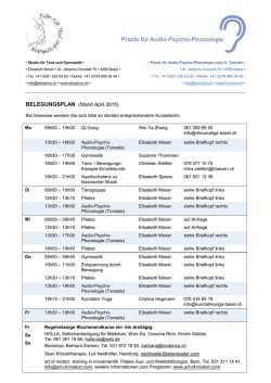STUNDENPLAN - Studio für Tanz und Gymnastik • Elisabeth Moser