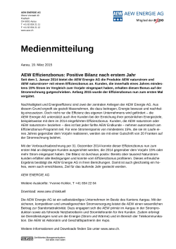 Medienmitteilung: "AEW Effizienzbonus: Positive