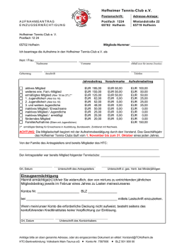 Hofheimer Tennis-Club e.V. Einzugserm&auml;chtigung