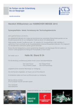 Herzlich Willkommen zur HANNOVER MESSE 2015