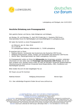 Herzliche Einladung zum Pressegespr&auml;ch - Deutsches CSR