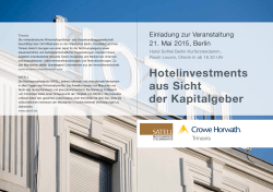 Hotelinvestments aus Sicht der Kapitalgeber