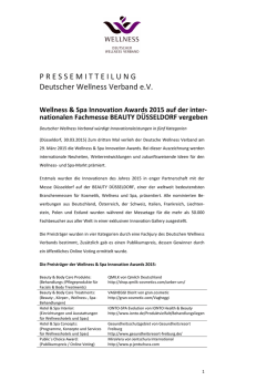 Gewinner der Wellness & Spa Innovation Awards 2015