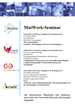 MatWerk-Seminar - Universität Bayreuth