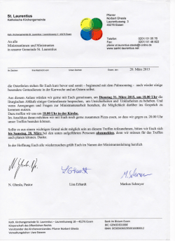 Einladung - Kath. Pfarrgemeinde St. Laurentius, Essen
