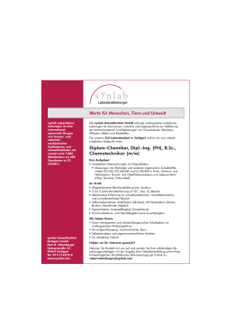 Ing. (FH), B.Sc., Diplom-Chemiker, Chemotechniker (m/w)