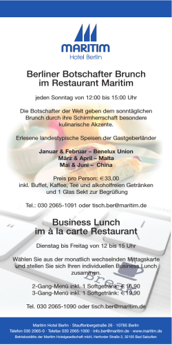 Berliner Botschafter Brunch im Restaurant Maritim Business Lunch