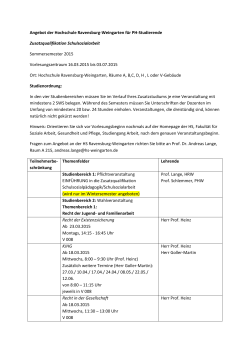 Lehrangebot HRW SS 2015 - Pädagogische Hochschule Weingarten