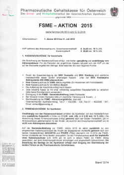 FSME - AKTION 2015 - Pharmazeutische Gehaltskasse