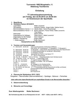 Jahreshauptversammlung am 22.05.2015