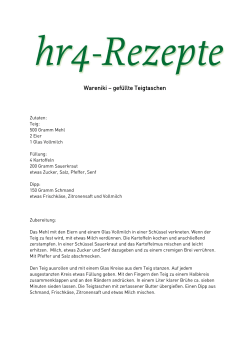 hr4-Rezepte vom 18. April 2015: Wareniki – gefüllte Teigtaschen