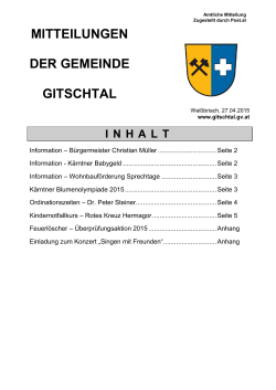 Mitteilung der Gemeinde Gitschtal vom 27. April 2015