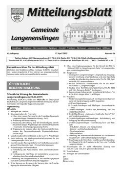 Mitteilungsblatt Langenenslingen KW 16 / 2015