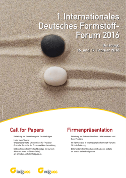 1. Internationales Deutsches Formstoff- Forum 2016