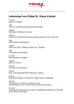 Lebenslauf von Prälat Dr. Klaus Krämer