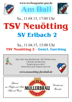 Stadionzeitung vom 11.04.2015: Heimspiel gegen SV Erlbach II
