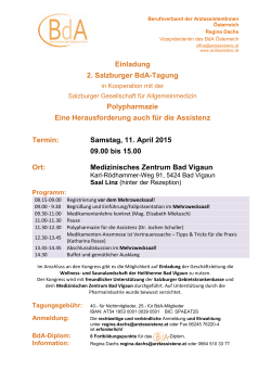 Einladung 2. Salzburger BdA-Tagung Polypharmazie Eine