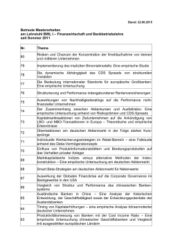 Übersicht über bereits vergebene Master-Arbeitsthemen