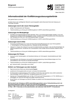 Informationsblatt der Kraftfahrzeugzulassungsbeh&ouml;rde
