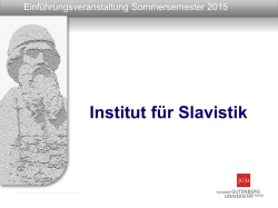 Einf&uuml;hrungsveranstaltung SS 2015