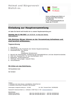 Heimat und B&uuml;rgerverein Bislich ev. Einladung zur