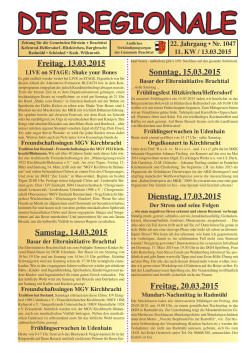 Sonntag, 15.03.2015 Dienstag, 17.03.2015