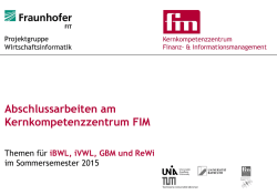 iBWL, iVWL, GBM und ReWi - FIM: Kernkompetenzzentrum Finanz