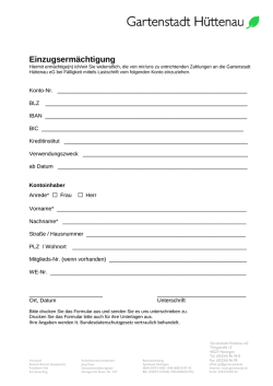 Einzugsermächtigung - Gartenstadt Hüttenau eG