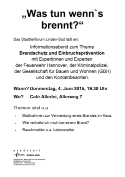 „Was tun wenn`s brennt?“ - Stadtteilforum Linden-Süd
