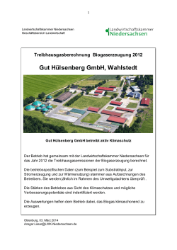 Treibhausgas-Berechnung Biogas Gut Hülsenberg 2012