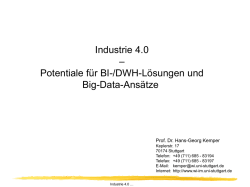 Industrie 4.0 &ndash; Potentiale f&uuml;r BI-/DWH-L&ouml;sungen und Big