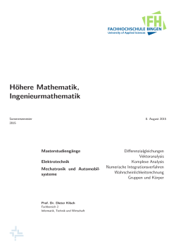 H&ouml;here Mathematik,Ingenieurmathematik