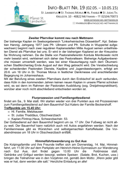 INFO-BLATT NR. 19 (02.05. &ndash; 10.05.15)