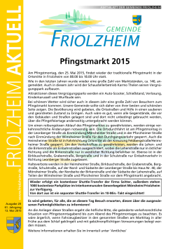 Das Mitteilungsblatt der Gemeinde Friolzheim Ausgabe 20/15