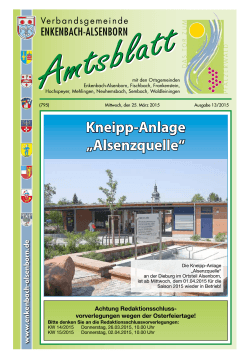 Amtsblatt 13/2015 - Verbandsgemeinde Hochspeyer