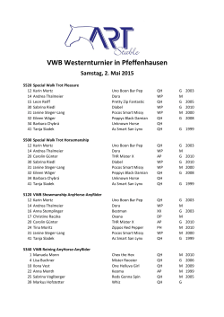 VWB Westernturnier in Pfeffenhausen Samstag, 2. Mai 2015
