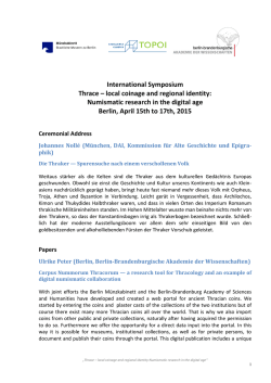 International Symposium Thrace &ndash; local coinage and