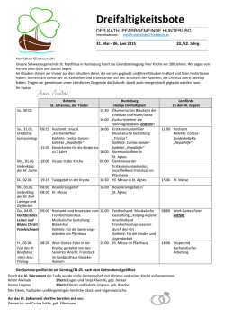 Dreifaltigkeitsbote - Kirchengemeinde Hl. Dreifaltigkeit Hunteburg