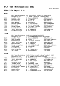 DLV - U18 - Hallenbestenliste 2015 M&auml;nnliche Jugend U18
