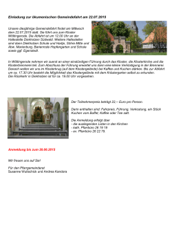 Einladung zur ökumenischen Gemeindefahrt am 22.07.2015