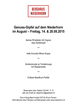 Genuss-Gipfel auf dem Niederhorn im August – Freitag, 14. & 28.08