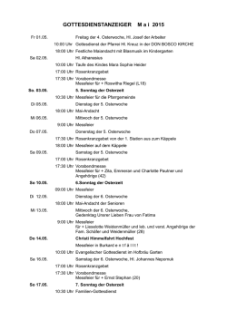 GOTTESDIENSTANZEIGER M a i  2015