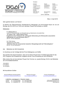 Pirquet Club Einladung 20.04.2015 - Österreichische Gesellschaft