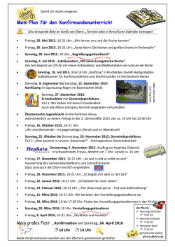 Die Termine und Themen 2015/16 &ndash; Update 1