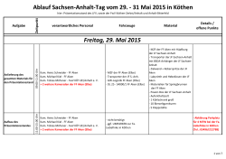 Ablauf Sachsen-Anhalt-Tag vom 29. - 31 Mai 2015 in Köthen Freitag