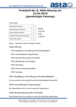 Protokoll der 8. AStA-Sitzung am 22.04.2015