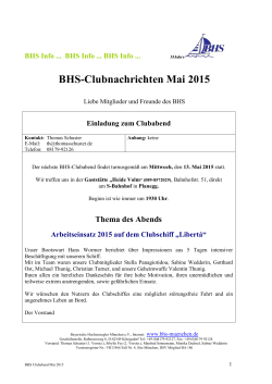 BHS-Clubnachrichten Mai 2015 - Verein Bayerische Hochseesegler