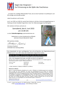 Einladung Gedenken 6. Juni 2015 - Vereinigung der Verfolgten des