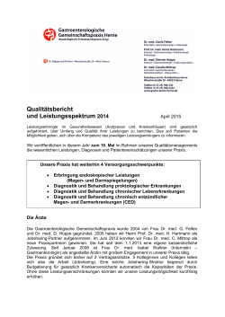 Qualitätsbericht und Leistungsspektrum 2014