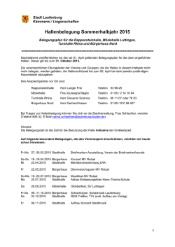 Hallenbelegung Sommerhalbjahr 2015